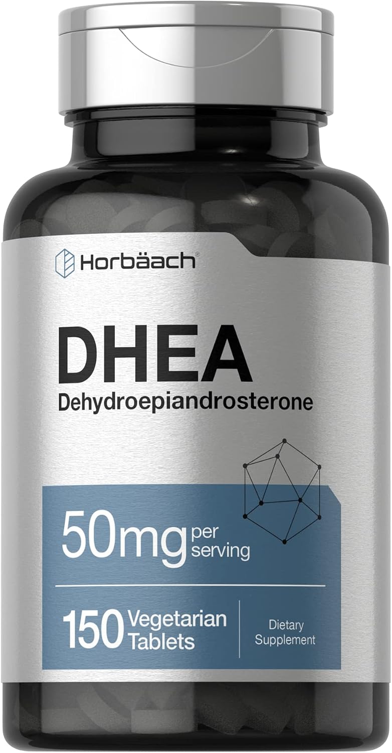 Horbäach DHEA 50mg | 150 Comprimidos | Suplemento No-GMO, Sin Gluten