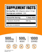 L-Glutamic Acid HCl Powder – 500 g – Amino Acid Supplement