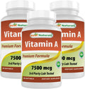 Best Naturals Vitamina A 25000 UI (7500 mcg) – 180 Cápsulas Blandas (Envase de 3)