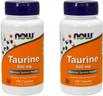 NOW Taurine 500mg, 100 Cápsulas (Pack de 3) – Image 3