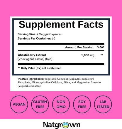 Natgrown Vitex (Sauzgatillo) 1.000 mg - 120 – Apoyar el equilibrio hormonal de la mujer, especialmente en relación – Image 4