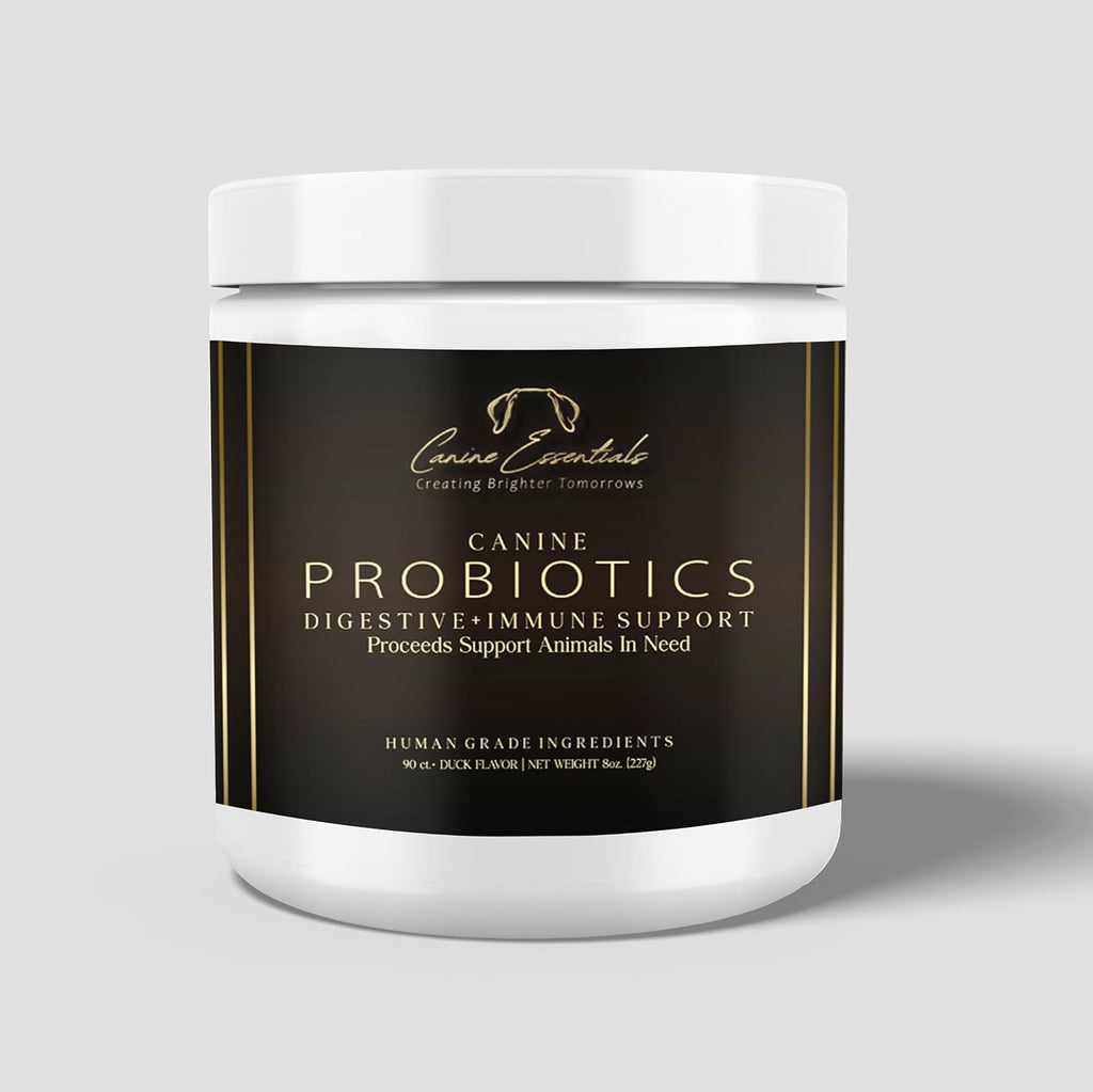 Canine Essentials Probióticos para Perros – Sabor a Pato – Aprox. 90 Masticables, 226 g – Apoyo Digestivo e Inmunológico – Ingredientes de Grado Humano