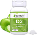 EZ Melts Vitamina D3 5000 IU Vegana - 90 Comprimidos Disolubles Sabor Manzana Verde - Sin Gluten, No-GMO
