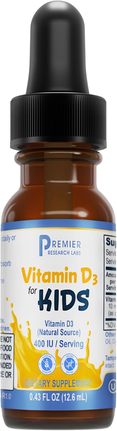 Premier Research Labs Vitamin D3 para Niños - Gotas de Vitamina D para Bebés y Niños, 400 UI por Dosis