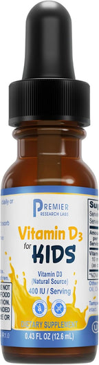 Premier Research Labs Vitamin D3 para Niños - Gotas de Vitamina D para Bebés y Niños, 400 UI por Dosis