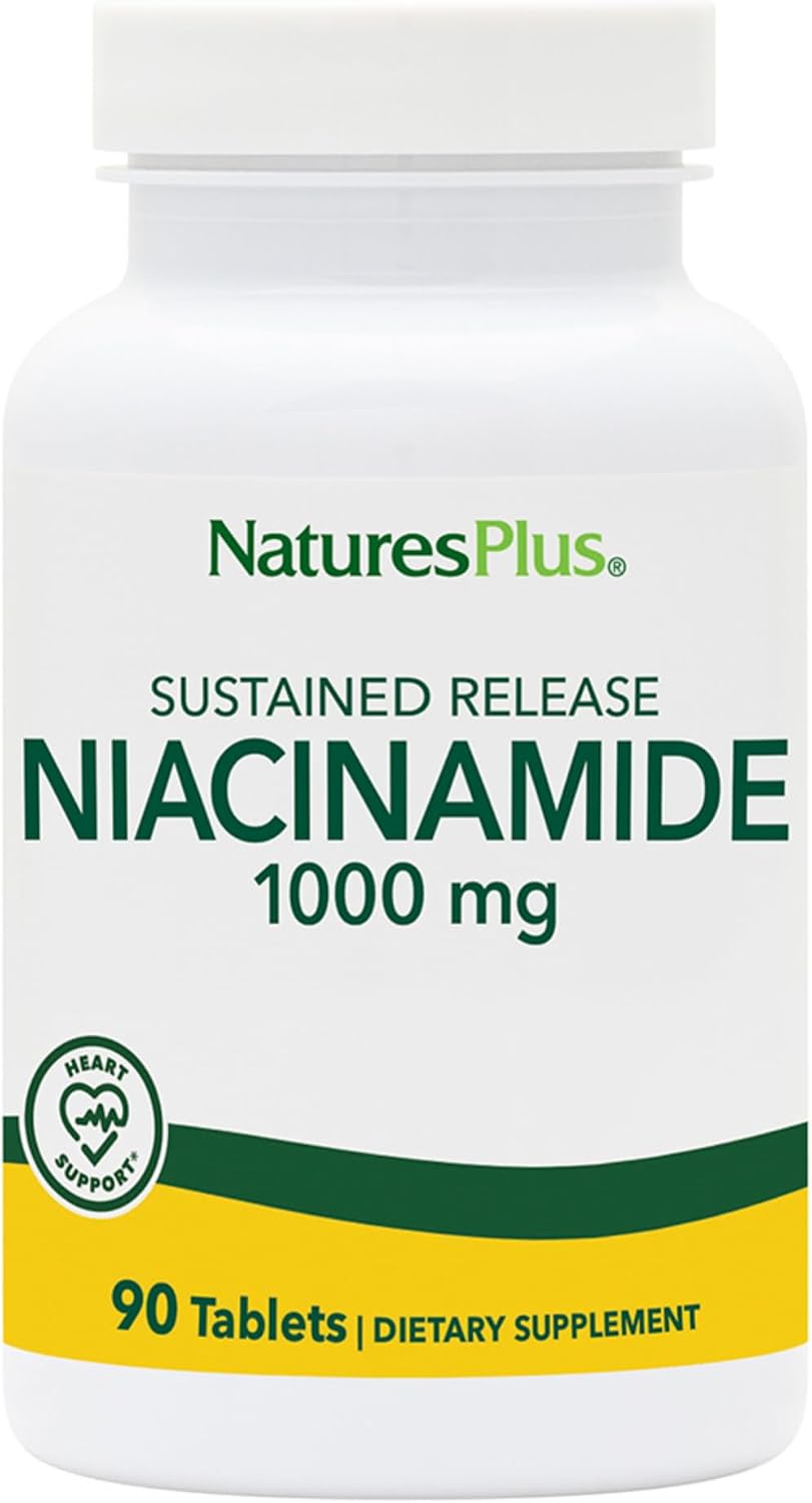 NaturesPlus Niacinamida 1000 mg - 90 Comprimidos de Liberación Sostenida (Paquete de 2)