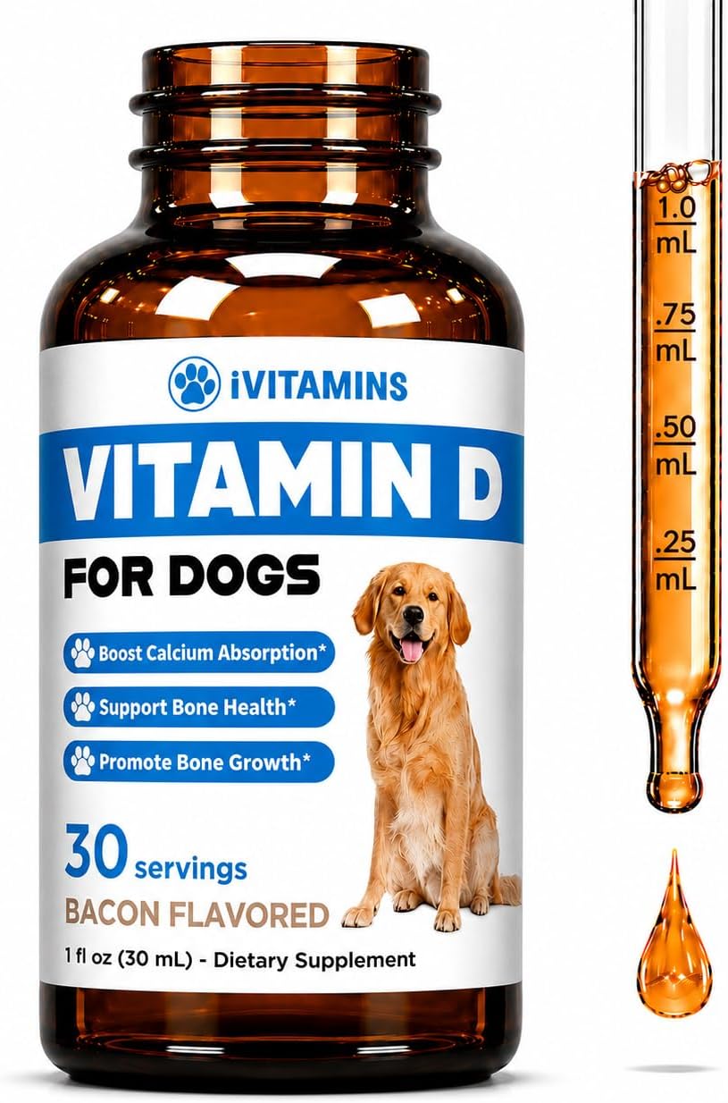 Vitamina D para Perros - Apoya Huesos Fuertes, Articulaciones y Más - Gotas Líquidas - 30 ml