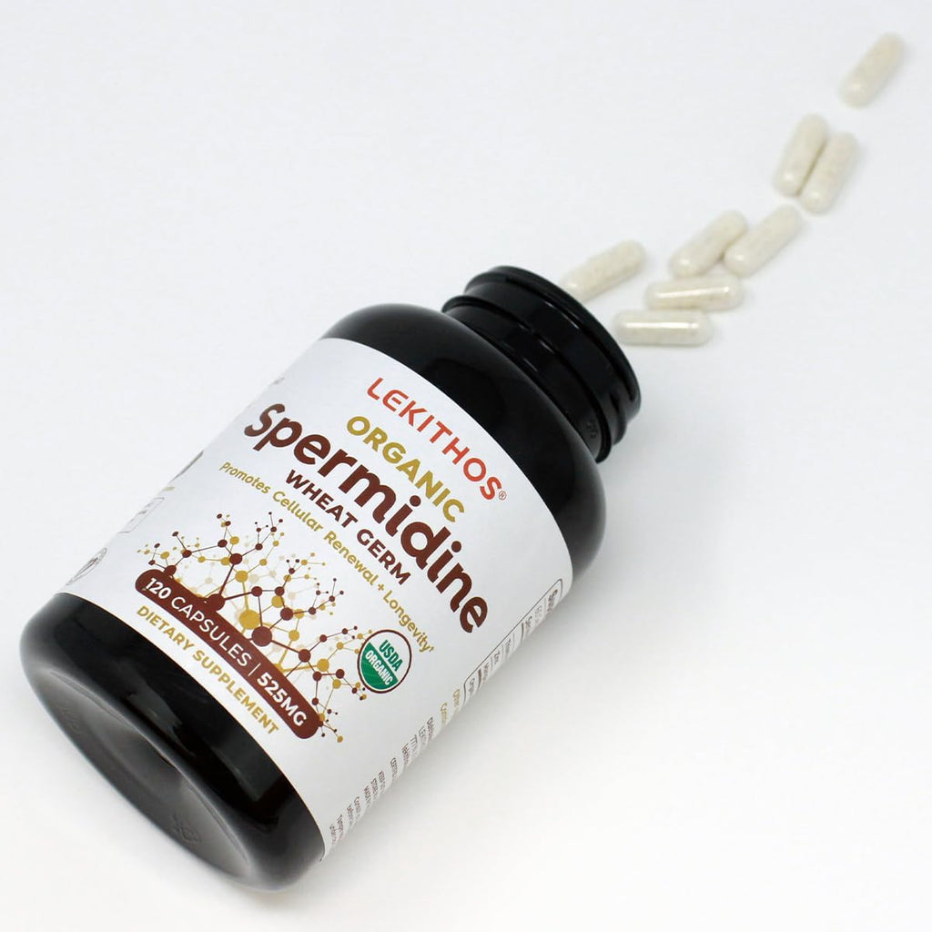 Lekithos Cápsulas de Espermidina Orgánica | Extracto de Germen de Trigo | Renovación Celular | 1050 mg por Dosis | Vegano, Sin OGM | 120 Cápsulas
