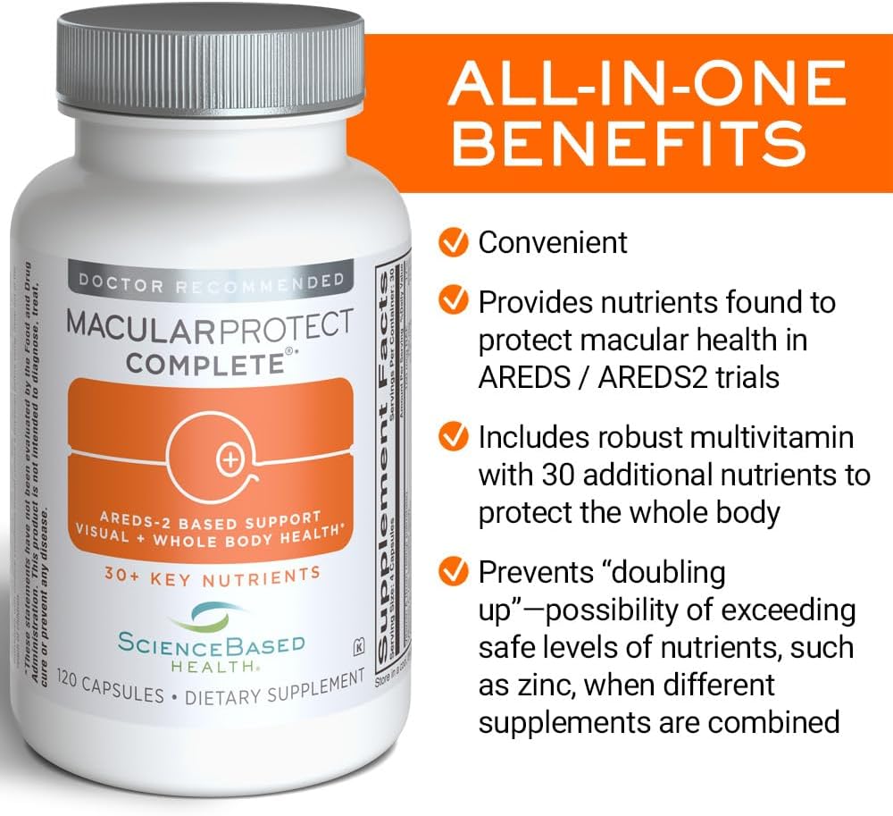 ScienceBased Health MacularProtect Complete – Suplemento Ocular AREDS 2 y Multivitamínico Diario, 120 Cápsulas