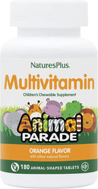 NaturesPlus Animal Parade Multivitamin Chews for Children, Watermelon - 180 Animal Shaped Tablets - Vegan, Gluten Free