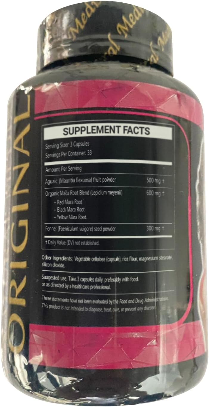 Natural medix Aguaje Hinojo Maca Triple (Maca Root Supplement) Premium 100 Cápsulas