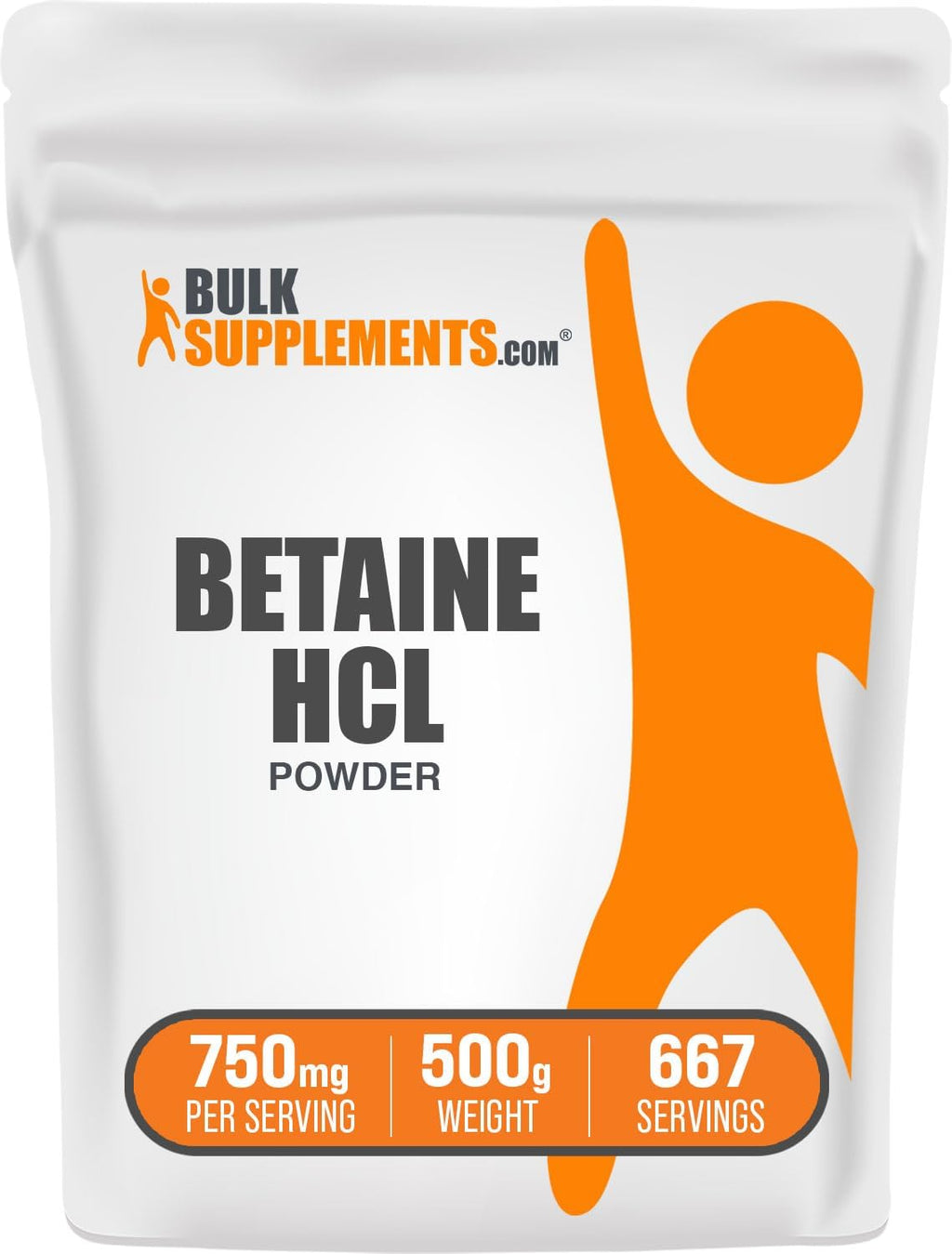 Betaine HCl Powder 500g (1.1 lbs) - 750mg per Serving
