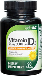 NutraA2Z Vitamina D3 1000IU (25 mcg) | 90 Cápsulas Blandas