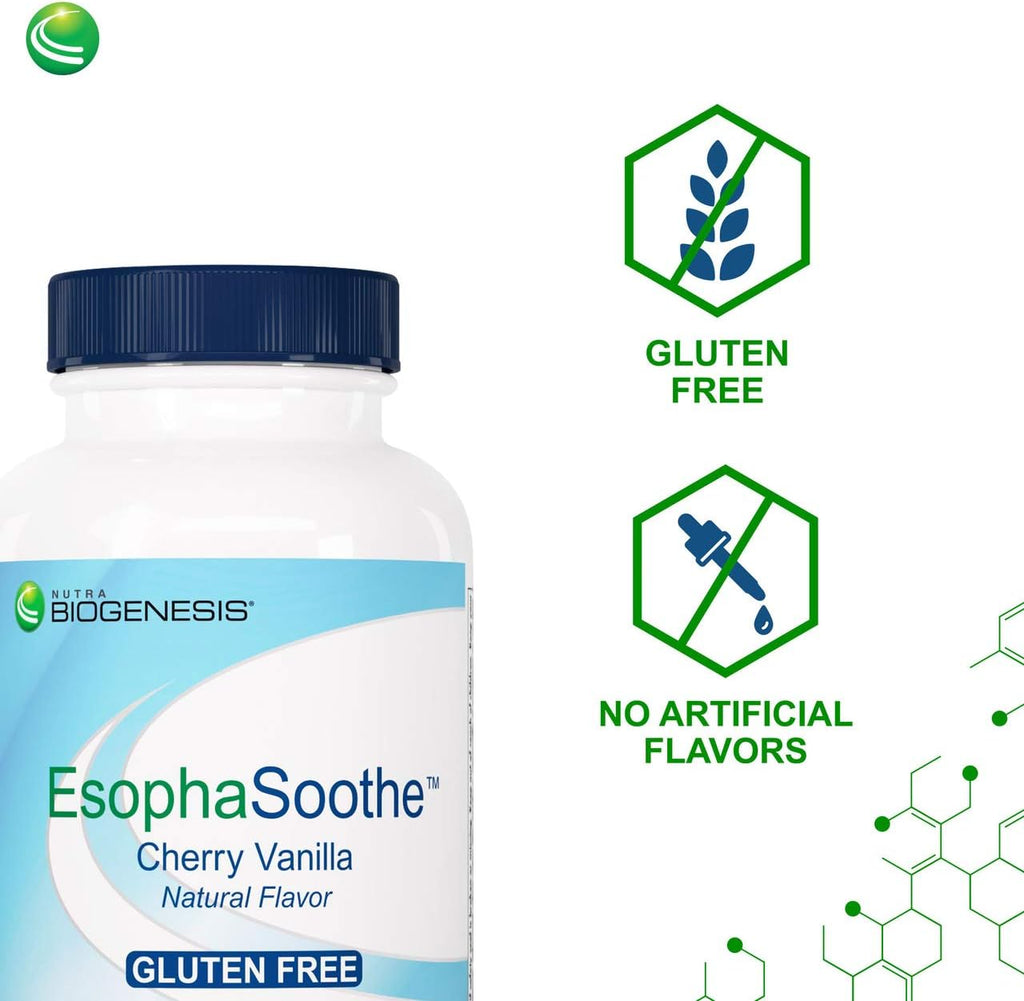 Nutra BioGenesis EsophaSoothe - Comprimidos Masticables para el Esófago con Magnesio, Potasio y Calcio (60 uds)