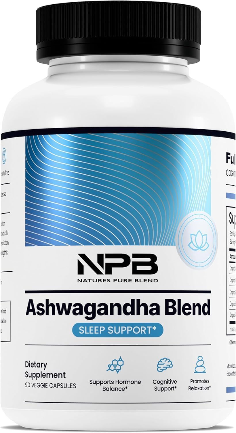 Nature's Pure Blend Ashwagandha Orgánico + Adaptógenos – 60 Cápsulas Veganas