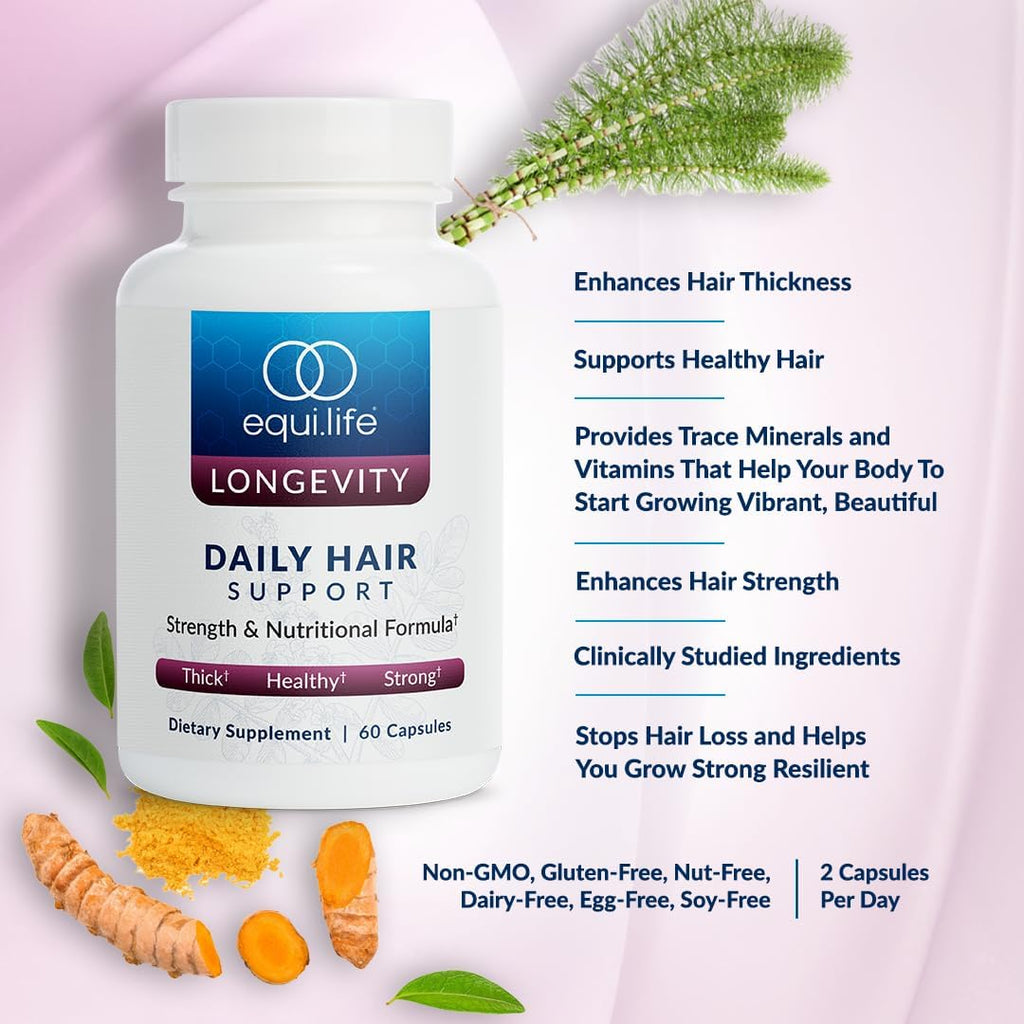 Equilife Daily Hair Support Supplement – Biotina, Ashwagandha y Zinc, 60 Cápsulas