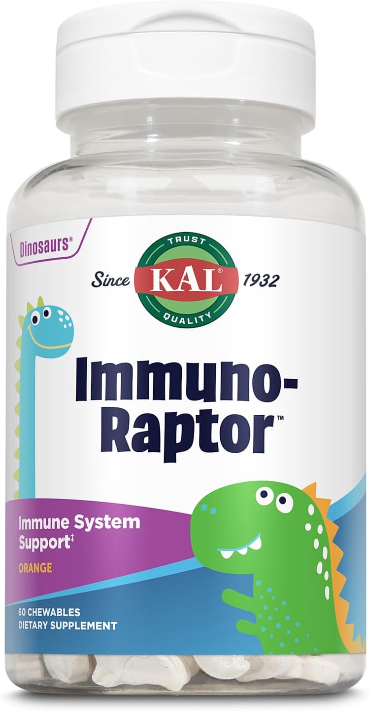 KAL ImmunoRaptor Masticables para el Apoyo Inmunitario de Niños, Sabor Naranja, 60 Unidades
