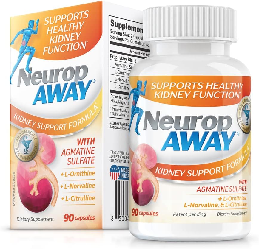 NeuropAWAY Fórmula de Apoyo Renal con Agmatina Sulfato, L-Arginina, L-Ornitina, L-Citrulina - 90 Cápsulas