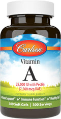 Carlson Labs Vitamina A con Pectina, 25000 UI, 300 Cápsulas Blandas