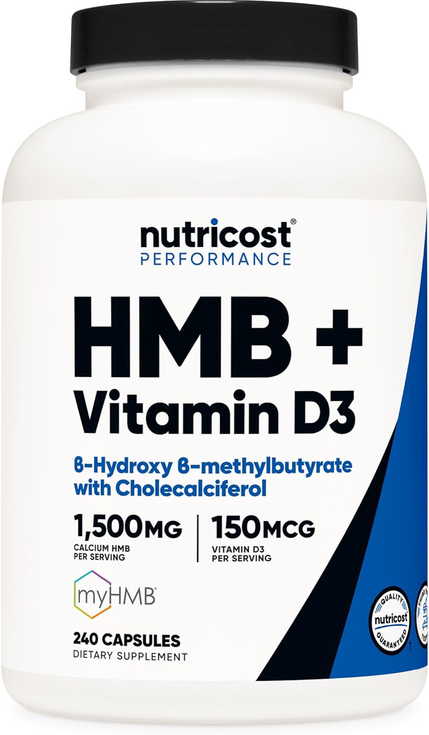 Nutricost HMB (1500 mg por dosis) y Vitamina D3 (6000 UI) - 240 Cápsulas (80 dosis)