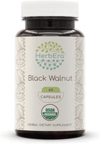 HerbEra Black Walnut 500 mg - Cápsulas Veganas Orgánicas USDA - Apoyo Digestivo y Antioxidante (120 Cápsulas)