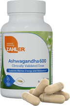 Zahler Ashwagandha Cápsulas, KSM-66 Ashwagandha 600 mg, Apoyo para la Relajación y el Estrés, Kosher, 60 Cápsulas