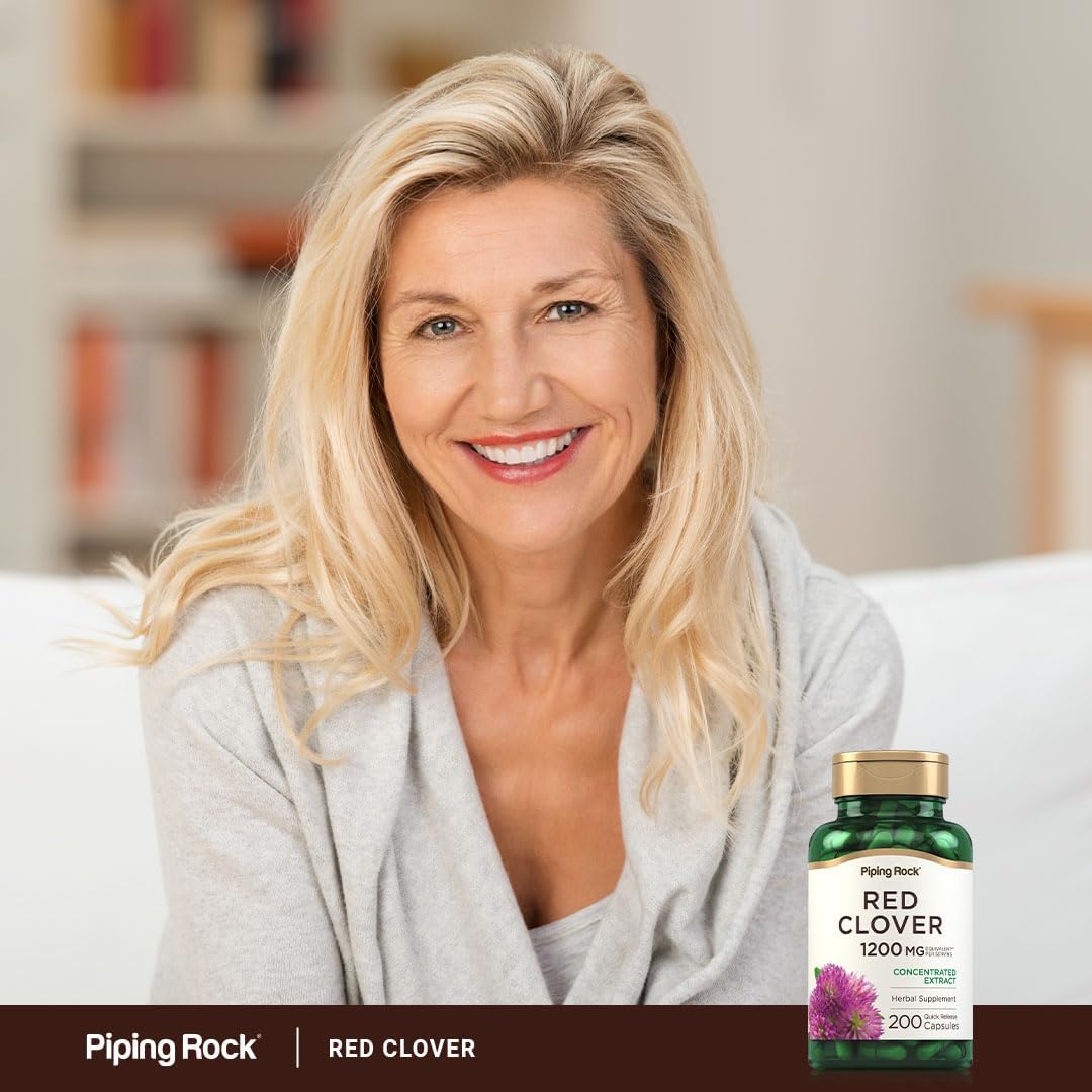 Piping Rock Suplemento de Trébol Rojo | 200 Cápsulas | Extracto de Flor de Trébol | No GMO, Sin Gluten