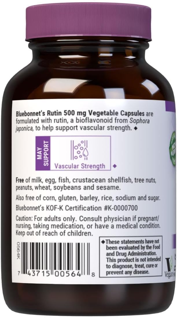 Bluebonnet Nutrition Rutina 500 mg (Sophora Japónica) - Bioflavonoide Antioxidante - 50 Cápsulas Veganas