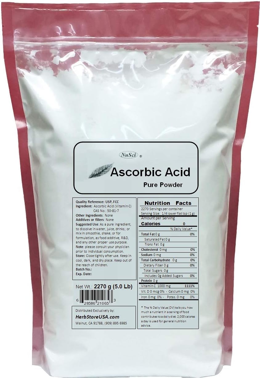 Ascorbic Acid Vitamin C Pure Powder (2270 g) - NuSci