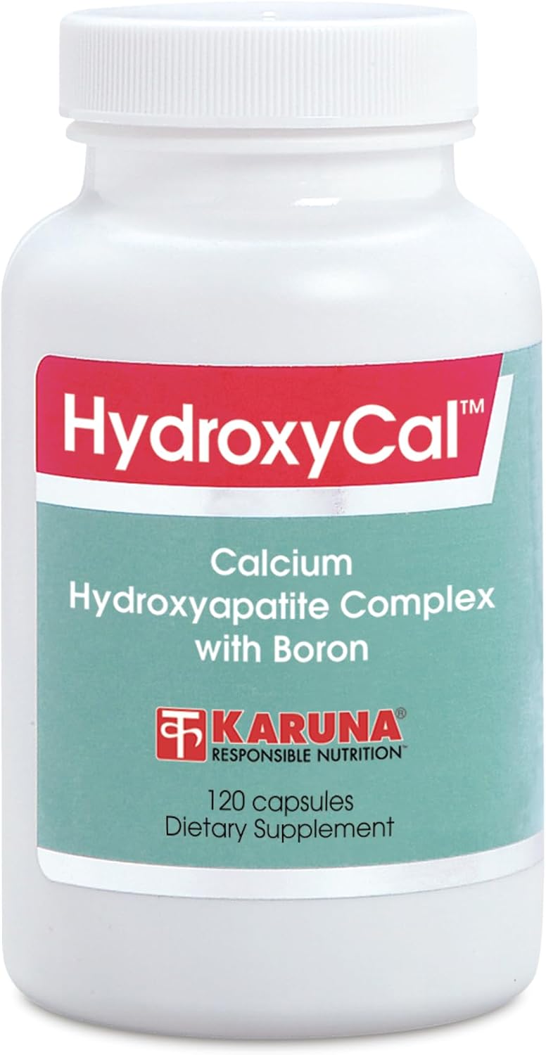 Karuna HydroxyCal 120 Cápsulas Vegetarianas | Complejo de Calcio, Vitamina D3, K y Minerales para la Salud Ósea