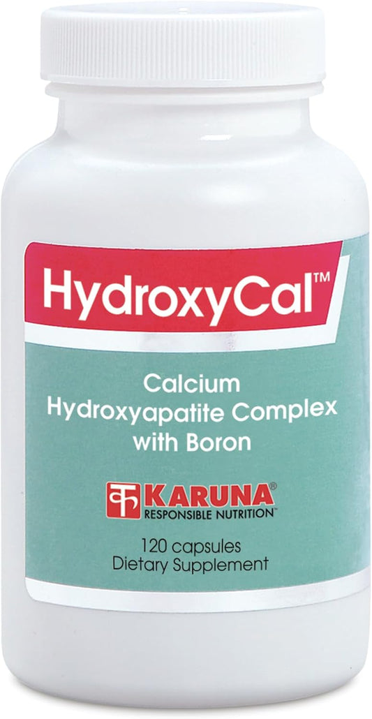 Karuna HydroxyCal 120 Cápsulas Vegetarianas | Complejo de Calcio, Vitamina D3, K y Minerales para la Salud Ósea