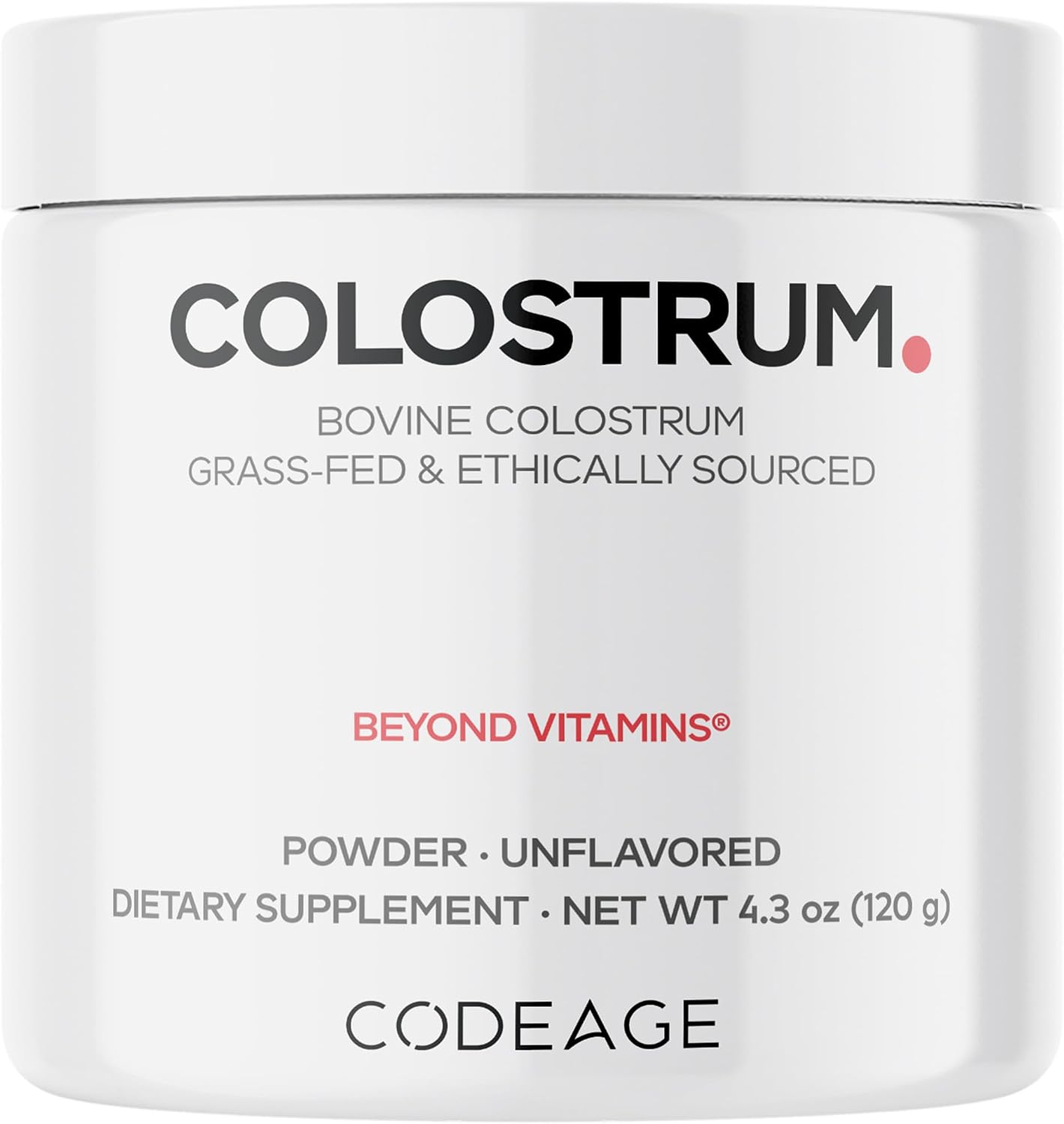 Codeage Calostro Bovino en Polvo, 1000 mg, Grass-Fed, Sin Sabor, 122 g (120 dosis)