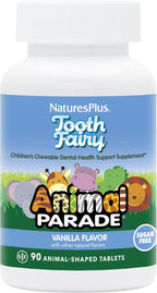 NaturesPlus Animal Parade Tooth Fairy - Suplemento dental infantil masticable - Pack de 2 (180 comprimidos) - Sabor vainilla natural