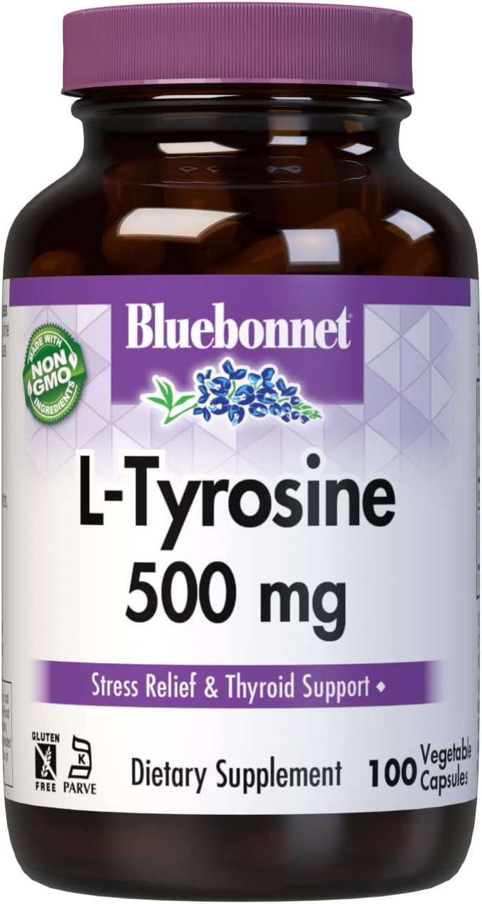 Bluebonnet L-Tirosina 500 mg, 100 Cápsulas Vegetales