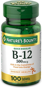 Nature's Bounty Vitamina B-12 500 mcg Microcomprimidos 100 unidades (Paquete de 6)