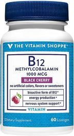 Vitamina B12 Metilcobalamina 1000mcg - 60 Comprimidos Sabor Cereza Negra - The Vitamin Shoppe