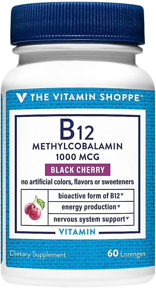 Vitamina B12 Metilcobalamina 1000mcg - 60 Comprimidos Sabor Cereza Negra - The Vitamin Shoppe