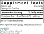 ARG Pantethine - 660 mg Pantethine (Vitamin B5 Metabolite) - Hypoallergenic - 60 Capsules