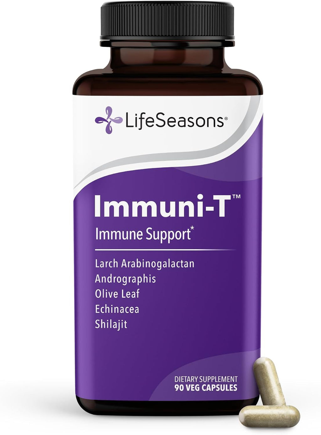 LifeSeasons Immuni-T - Suplemento de Apoyo Inmunológico con Saúco, Equinácea, Andrographis, Arabinogalactanos y Hojas de Olivo - 90 Cápsulas