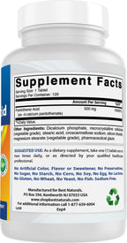 Best Naturals Ácido Pantoténico 500 mg 120 Comprimidos