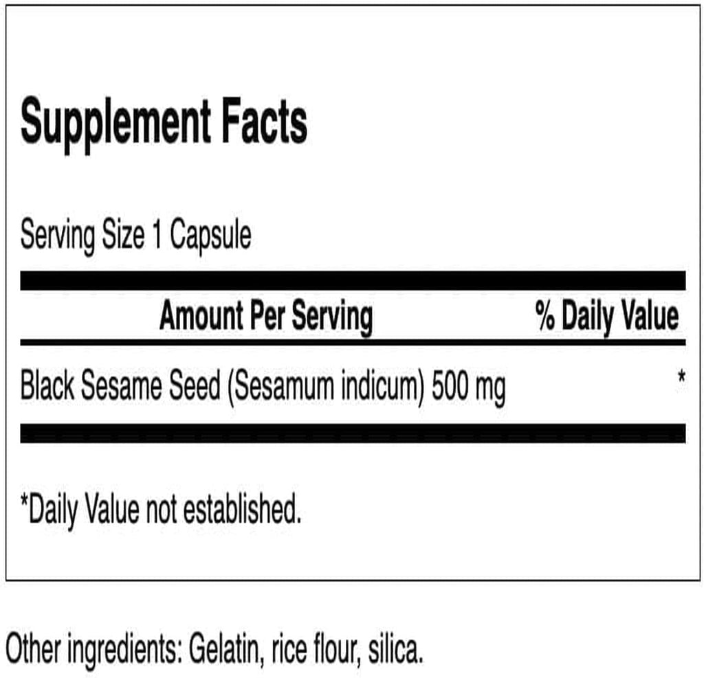 Swanson Full Spectrum Semilla de Sésamo Negro 500 mg 60 Cápsulas