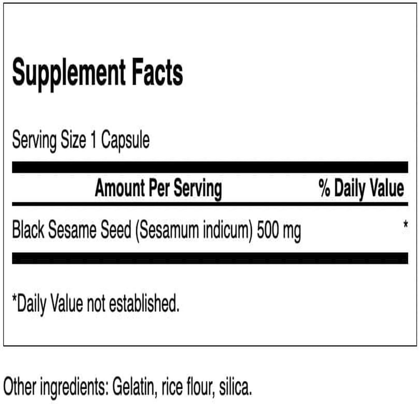 Swanson Full Spectrum Semilla de Sésamo Negro 500 mg 60 Cápsulas