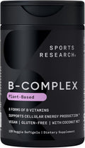 Sports Research Vitamin B-Complex - Complejo B completo con B12 metilada y folato - 120 cápsulas blandas veganas