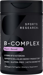 Sports Research Vitamin B-Complex - Complejo B completo con B12 metilada y folato - 120 cápsulas blandas veganas