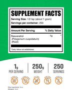 Resveratrol en Polvo 250g - Suplemento Antioxidante de Polygonum Cuspidatum - Sin Gluten