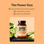 Sapling Vitamin D3 + K2 Vegano - 4000 UI D3 y 100 mcg K2 (MK-7) - Absorción de Calcio y Salud Ósea - 60 Cápsulas Blandas