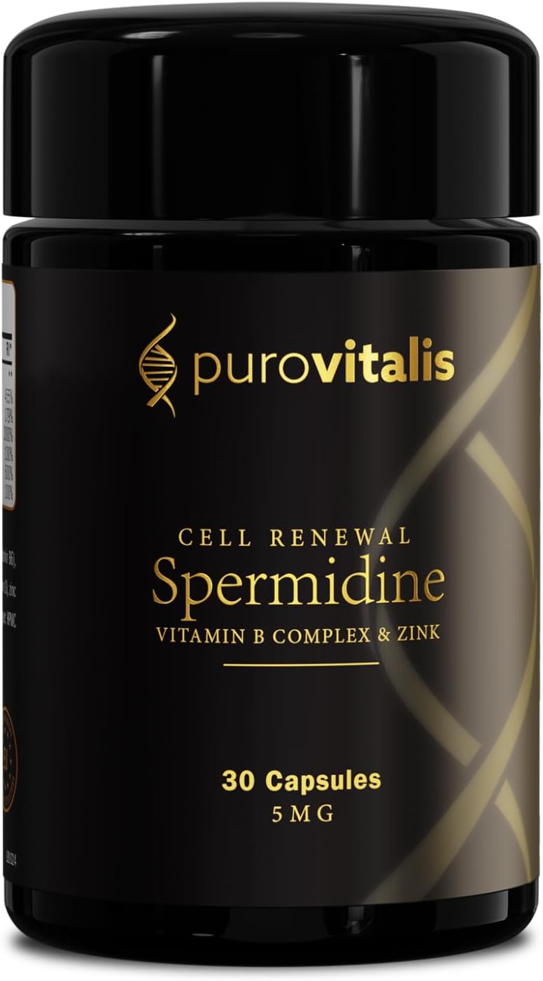 PUROVITALIS Spermidina Liposomal 5mg con Zinc, Vitamina D3 y B12 - 30 Cápsulas Veganas