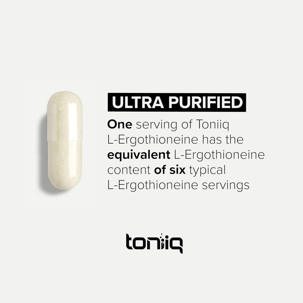 Ergothioneina con MitoPrime® - Alta Potencia 30mg con 98% de Pureza - Suplemento de L-Ergothioneina - Apoyo a la Longevidad e Inmunidad - Probado en Laboratorio, 90 Cápsulas