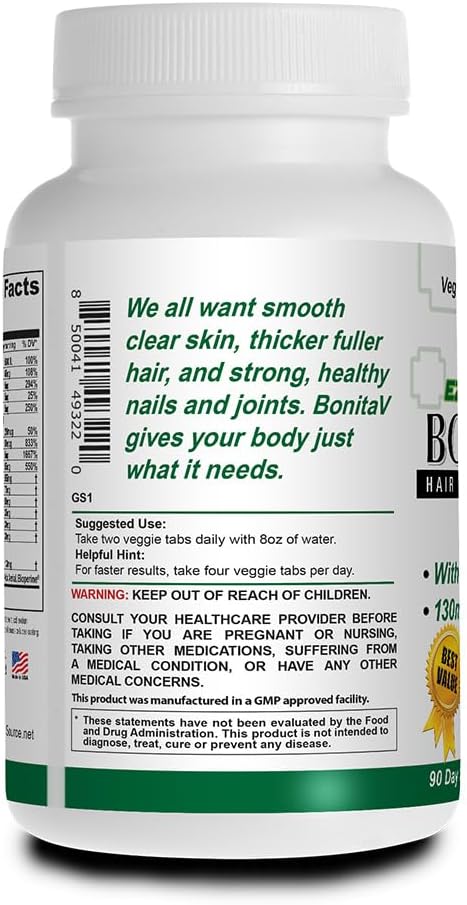Essential Source Bonita V - Vitaminas Veganas para Cabello, Piel y Uñas con Biotina - 180 Comprimidos