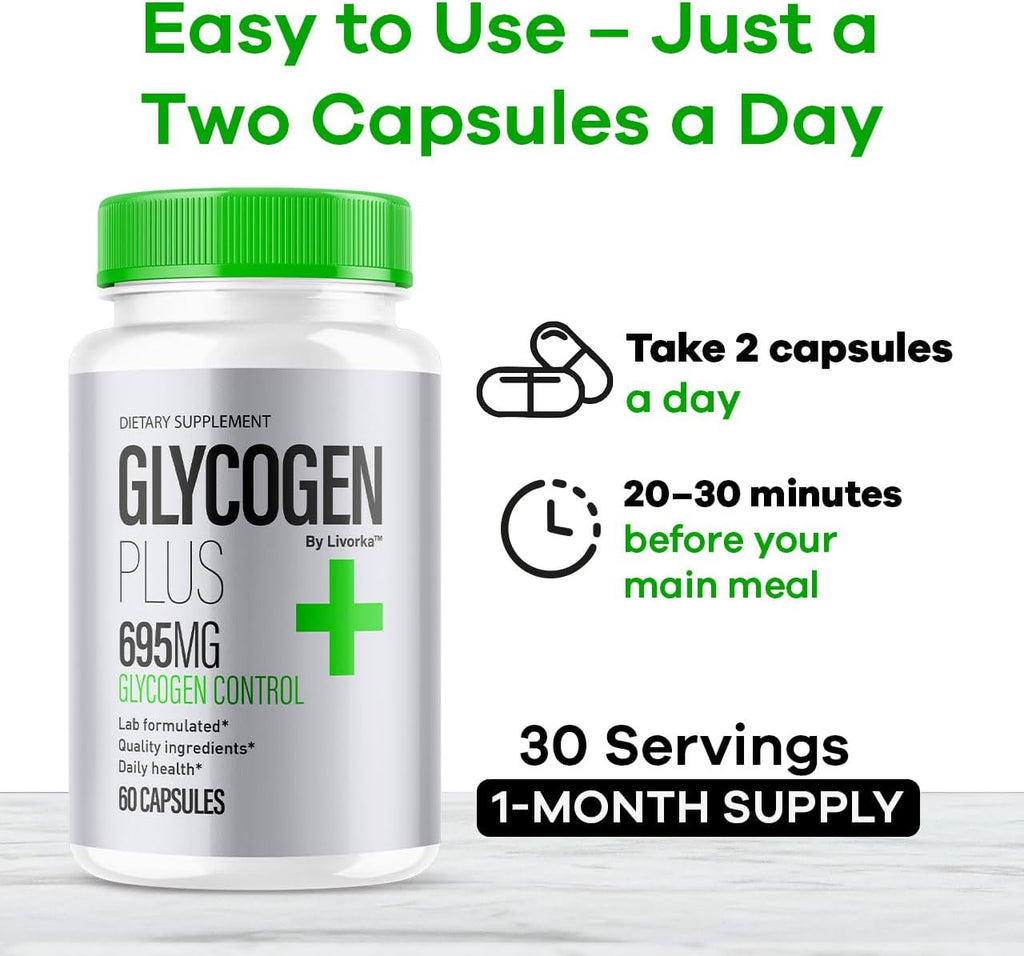 Glycogen Plus Cápsulas - Complemento Alimenticio para el Apoyo de Glucógeno, Fórmula Natural, 60 Cápsulas